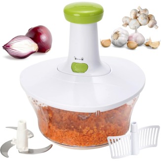 Brieftons Express Manual Food Chopper: 6.8-Cup, Hand Chopper Vegetable Cutter to Chop Veggies, Fruits, Herbs, Garlic Onion Chopper for Salsa, Salad, Pesto, Hummus, Guacamole, Coleslaw, Indian Cooking