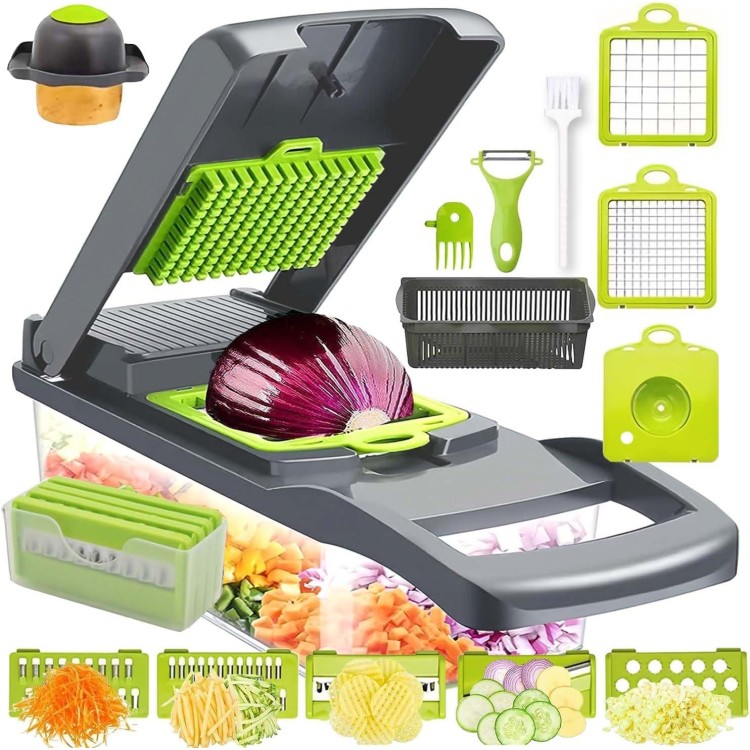 Vegetable Chopper,17 in 1 Kitchen Gadgets Accessories,Food Salad Chopper Vegetable Cutter,Mandolin,Onion Veggie Chopper with Container,Vegetable Slicer,Dicer Chopper Box for Fruit,Potato,Tomato