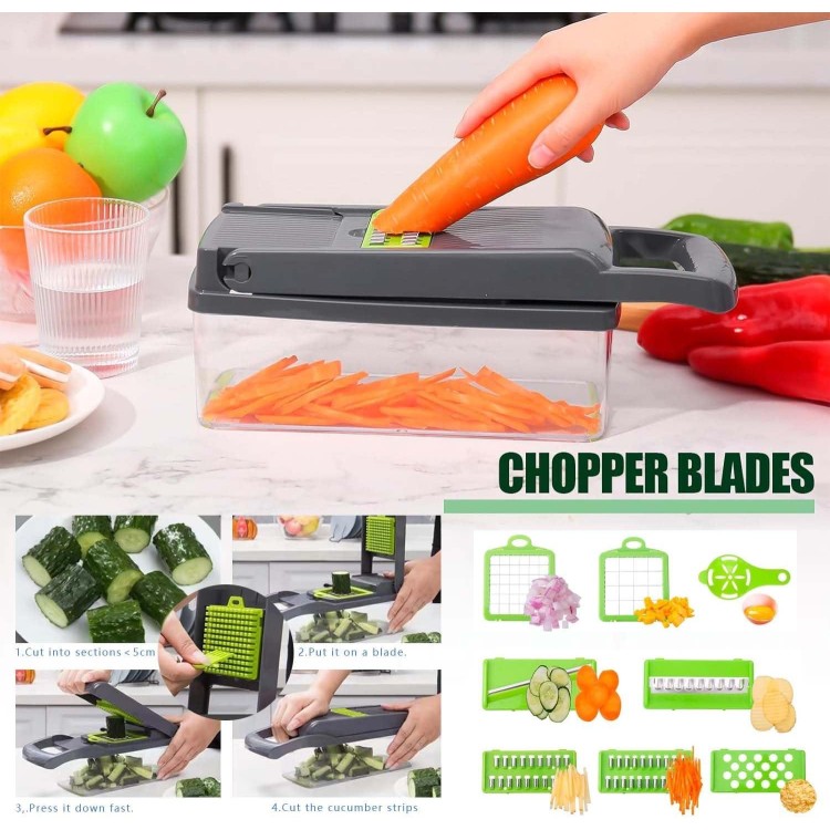 Vegetable Chopper,17 in 1 Kitchen Gadgets Accessories,Food Salad Chopper Vegetable Cutter,Mandolin,Onion Veggie Chopper with Container,Vegetable Slicer,Dicer Chopper Box for Fruit,Potato,Tomato