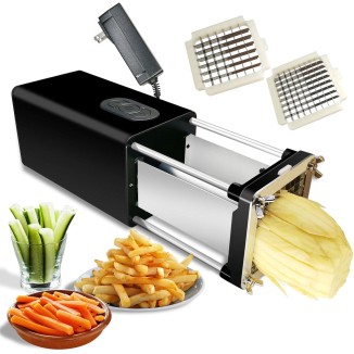 Electric French Fry Cutter, Professional Commercial and Household French Fries Cutter, Potato Slicer with 1/2Inch & 3/8Inch Blade, Automatic Potato Cutter, Suitable for Potato Carrot Cucumber