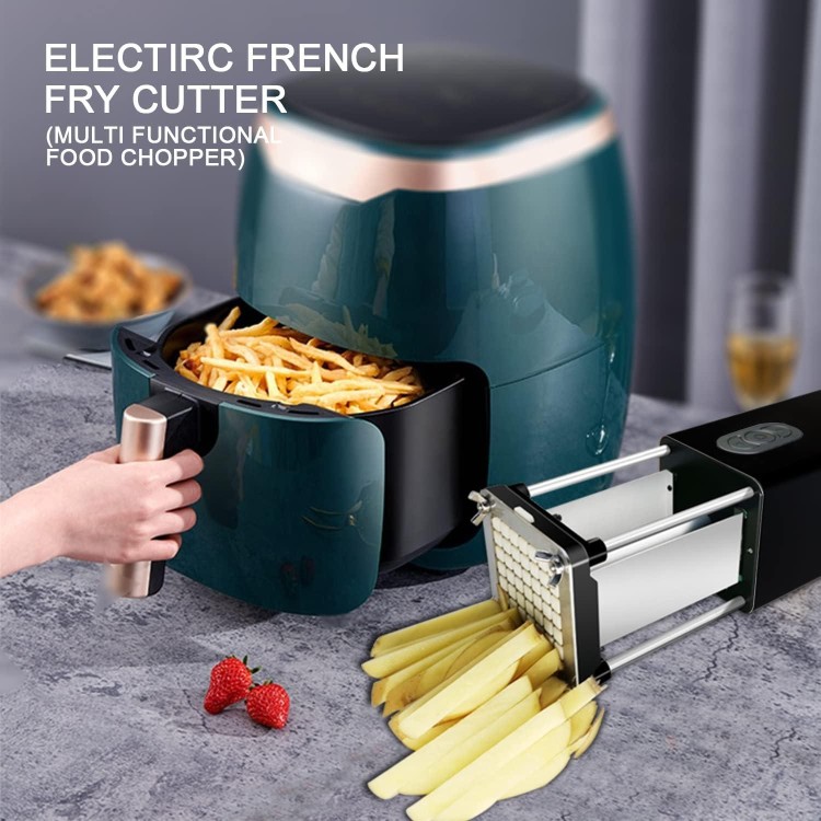 Electric French Fry Cutter, Professional Commercial and Household French Fries Cutter, Potato Slicer with 1/2Inch & 3/8Inch Blade, Automatic Potato Cutter, Suitable for Potato Carrot Cucumber