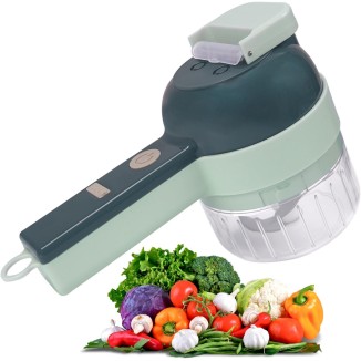 AriGold 3 Speed 4 in 1 Vegetable Chopper: Cordless Mini Chopper, Food Dicer, garlic mincer & garlic chopper - Versatile Vegetable Slicer, Dicer, grape cutter. (Grey)