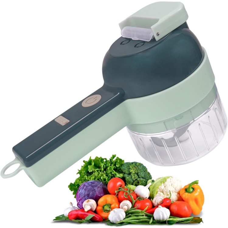 AriGold 3 Speed 4 in 1 Vegetable Chopper: Cordless Mini Chopper, Food Dicer, garlic mincer & garlic chopper - Versatile Vegetable Slicer, Dicer, grape cutter. (Grey)