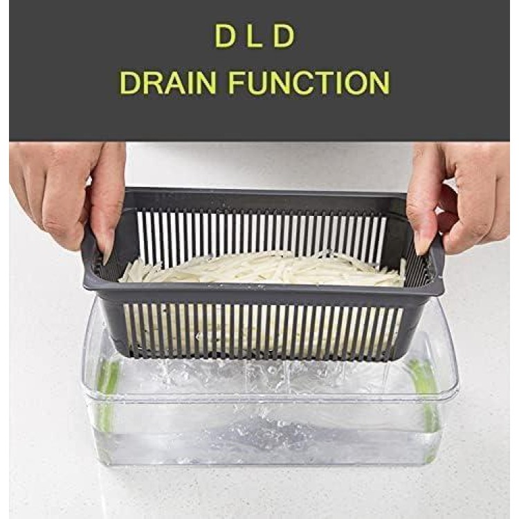 DLD Vegetable Chopper, 12 in 1 Professional Mandoline Slicer for Kitchen, Multifunctional Food Chopper Cutter for Onion, Potato, Tomato, Veggie with 8 blades and Strainer Basket (Gray)