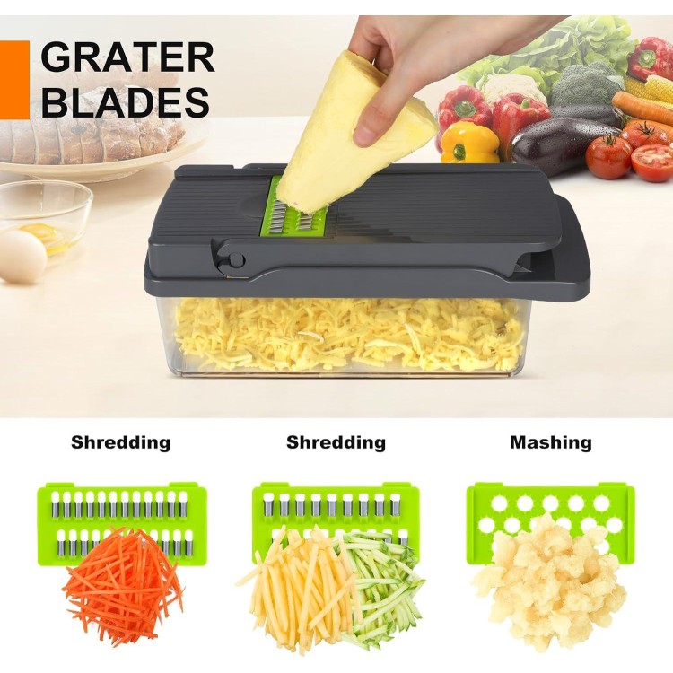 Vegetable Chopper,Food Chopper,Pro 12 in1 Multifunctional Onion Chopper,Veggie Chopper,Vegetable Chopper With Container,Vegetable Slicer Dicer Cutter,Mandoline Slicer,Salad,Garlic Chopper