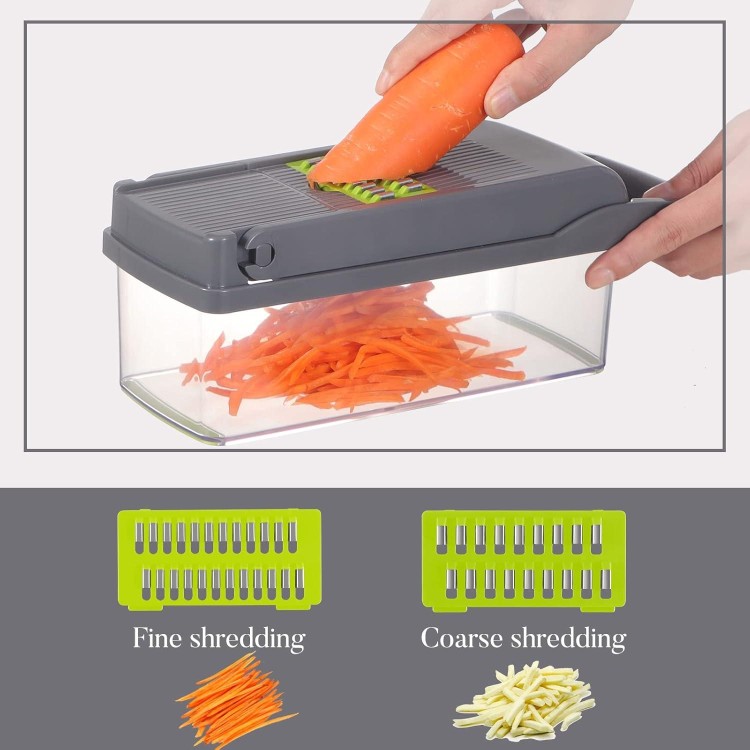 Vegetable/Onion Chopper，Cambom Veggie Chopper with 8 Blades Multifunctional 13 in 1 Food Chopper Kitchen Gadgets Vegetable Slicer Dicer Cutter Carrot and Garlic Chopper With Container