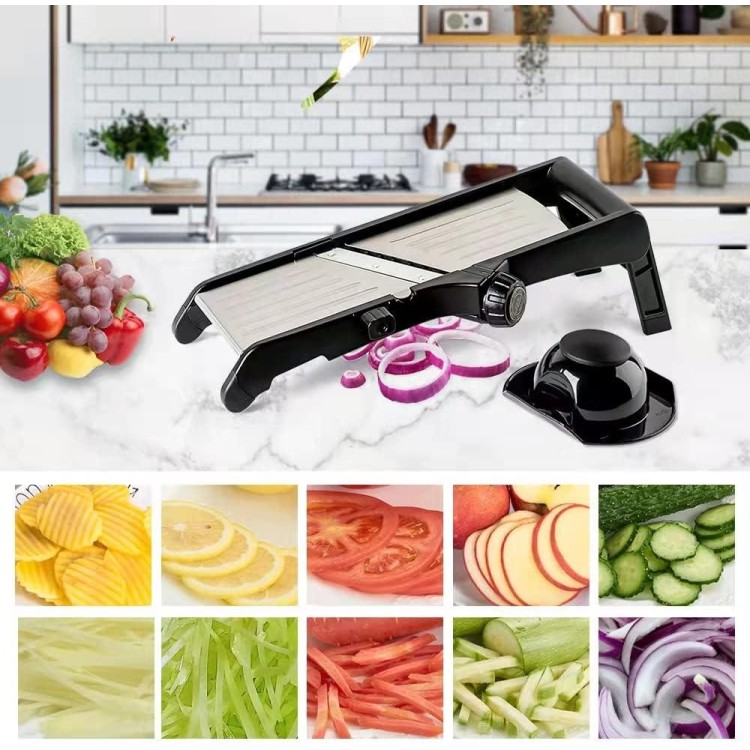 VEKAYA Adjustable Mandoline Slicer, Mandoline Slicer for Kitchen, Mandolin with Cut-Resistant Gloves,Potato Slicer, Vegetable Slicer, Mandoline French Fry Cutter, Stainless Steel Vegetable Chopper