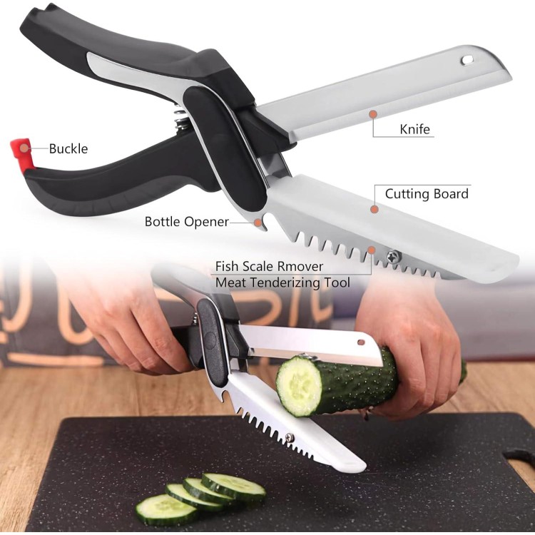 Smart Vegetable Slicer Cutter Kitchen Cutting Board Scissors Knife Comb for Food,Veggie,Fruit,Meat,Salad,Carrot,Potato,Tomato,Melons,Easy Use and Dishwasher Safe