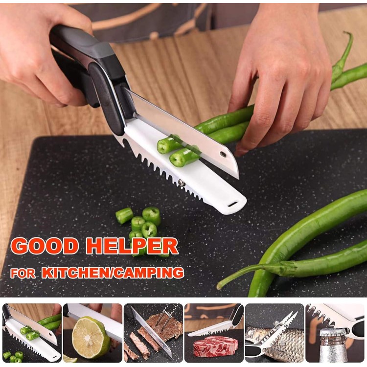 Smart Vegetable Slicer Cutter Kitchen Cutting Board Scissors Knife Comb for Food,Veggie,Fruit,Meat,Salad,Carrot,Potato,Tomato,Melons,Easy Use and Dishwasher Safe