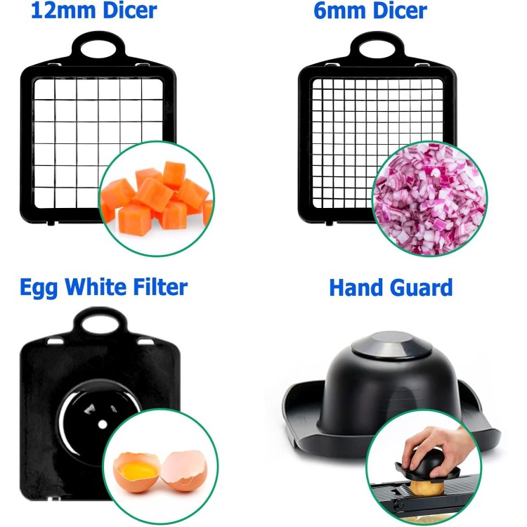 Vegetable Chopper/Cutter/Dicer-Veggie Chopper/Slicer-Onion Chopper-Salad Chopper-Food Chopper With Container (13 in1 Black)