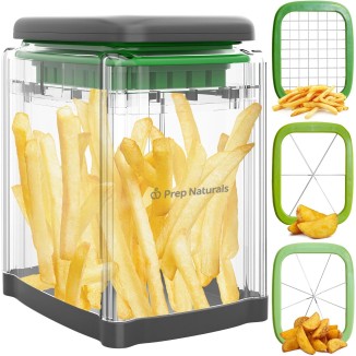 PrepNaturals 3-in-1 French Fry Cutter - Potato Cutter for Fries - Potato French Fry Cutter - French Fries Cutter - Vegetable Cutter - Food Chopper Manual Hand - Veggie Cutter - Vegetable Chopper