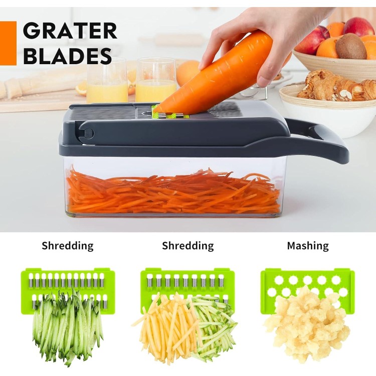 Vegetable Chopper, Pro Onion Chopper, Multifunctional 13 in 1 Food Chopper, Kitchen Vegetable Slicer Dicer Cutter,Veggie Chopper With 8 Blades,Carrot and Garlic Chopper With Container