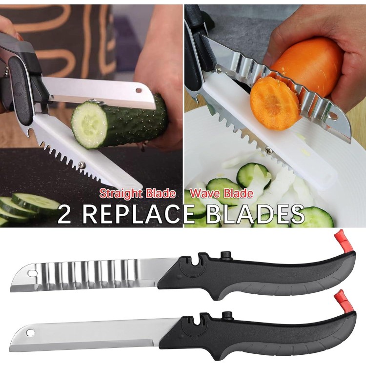 Smart Vegetable Slicer Cutter Kitchen Cutting Board Scissors Knife Comb for Food,Veggie,Fruit,Meat,Salad,Carrot,Potato,Tomato,Melons,Easy Use and Dishwasher Safe