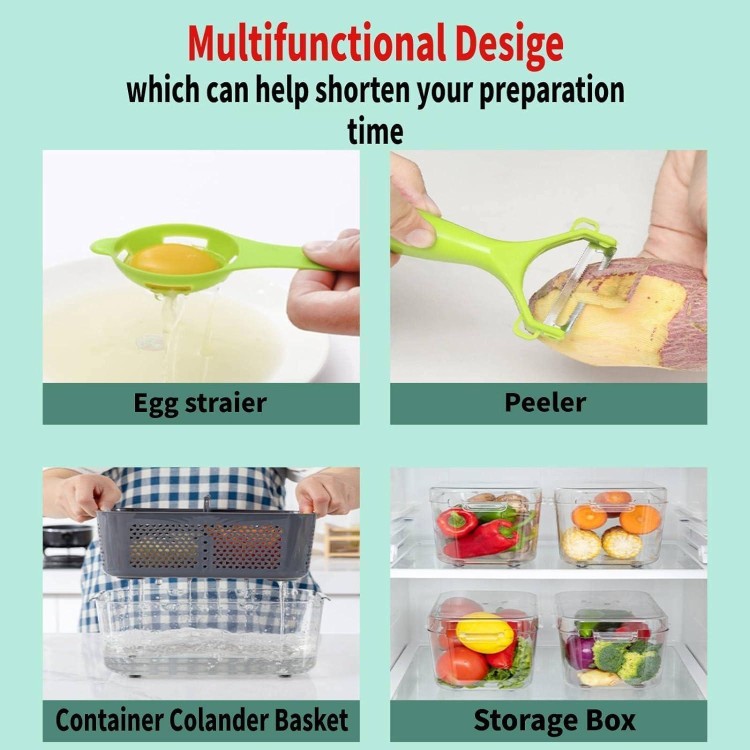 Vegetable Chopper with Container - Multifunctional Vegetable Cutter, Veggie Chopper, Onion Cutter, Kitchen Choppers and Dicers, Fruit and Vegetable Chopper, 22 in 1 Food Chopper with 13 Blades