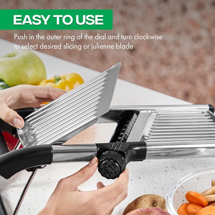 Mandoline Slicer for Kitchen, Adjustable Stainless Steel Vegetable Cutter,Vegetable Chopper for Potato, Tomato, Veggie Salad and Onion, French Fry Cutter with Cut-Resistant Gloves