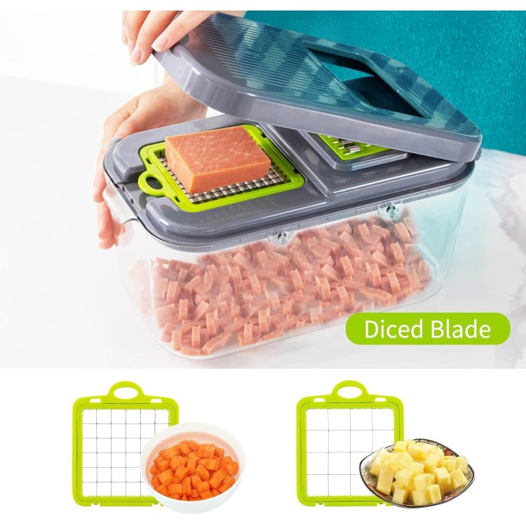 Vegetable Cutter 22-in-1, Mandoline Slicer with 13 Blades, with Container for Egg| Cheese Grater | Veggie Dicer | Onion Mincer Chopper