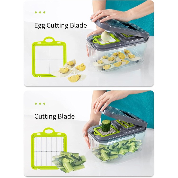 Vegetable Cutter 22-in-1, Mandoline Slicer with 13 Blades, with Container for Egg| Cheese Grater | Veggie Dicer | Onion Mincer Chopper