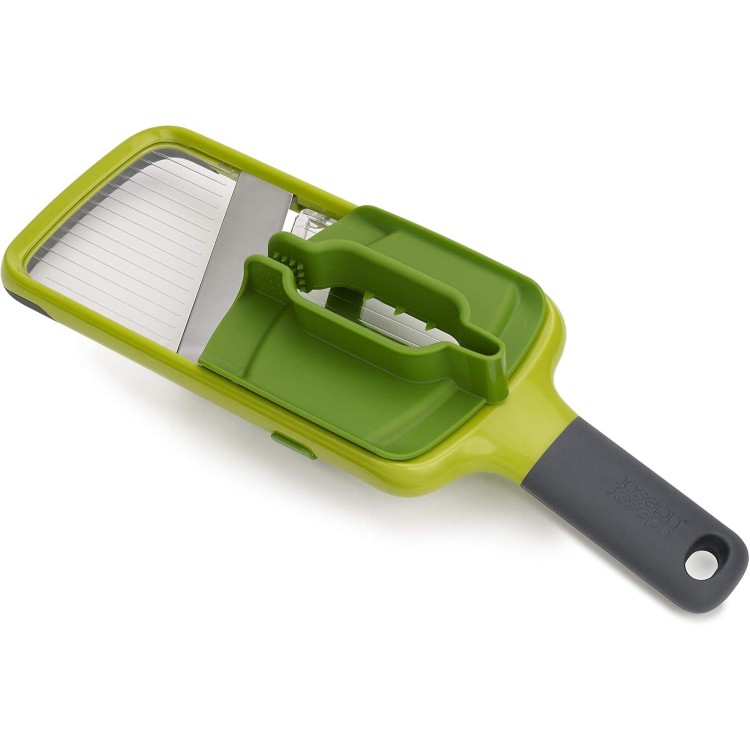 Joseph Joseph Multi Hand-held Mandoline Slicer with Food Grip and Adjustable Blades Dishwasher Safe, One-size, Green