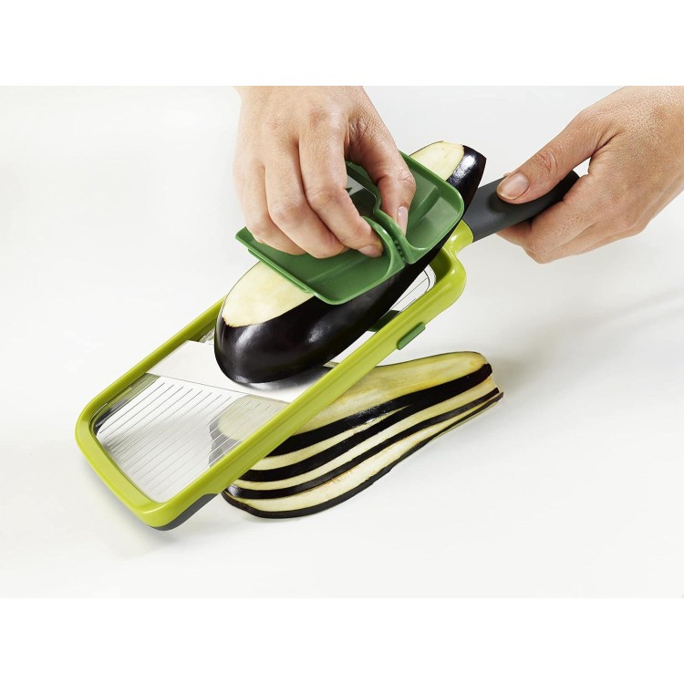 Joseph Joseph Multi Hand-held Mandoline Slicer with Food Grip and Adjustable Blades Dishwasher Safe, One-size, Green