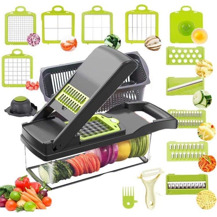 Vegetable Chopper Mandoline Slicer Pro 15 in 1 Vegetable Slicer Cutter with Multi Blade Onion Chopper for Potato Tomato Cucumber Carrot