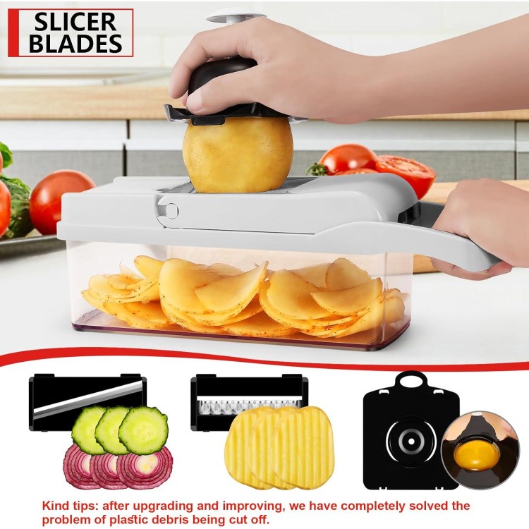 Professional Compact Vegetable Chopper, Veggie Chopper, Chopper Vegetable Cutter, Veggie Chopper with Container, Mandoline Slicer Dicer 9 Inserts