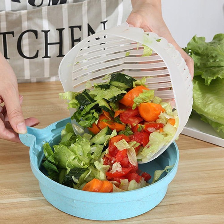 Salad Cutter Bowl,Salad Chopper Easy Salad Maker, Veggie Choppers and Dicers,Veggie Chopper,Multi-Functional Fast Salad Cutter Bowl Safe and Non-Toxic Food Grade BPA Free Material