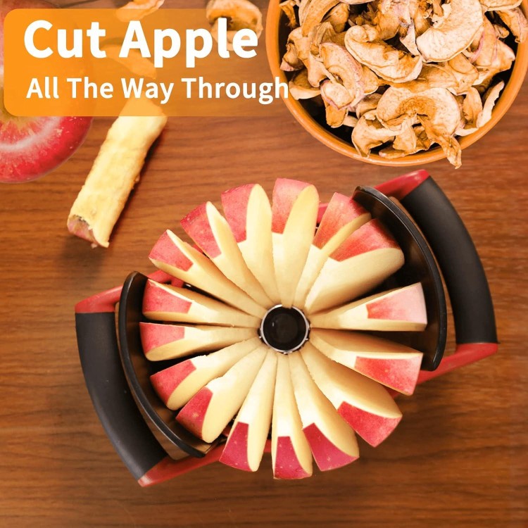 Newness Apple Cutter Slicer, [Large Size] 16 Slices HEAVY DUTY and Pear Corer Divider with Base, [Upgraded] Cut Apples All The Way Through, Stainless Steel Fruits & Vegetables Divider, Wedger…