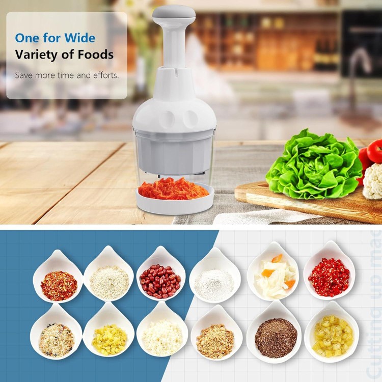 Food Chopper, Vegetable Chopper, Onion Chopper, Garlic Chopper Hand Chopper for Vegetables, Handheld Veggie Chopper, Nut Chopper, Chopper Vegetable Cutter, Dishwasher-safe, White.