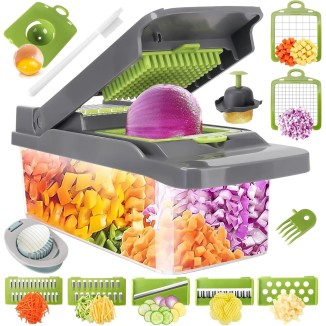 Vegetable Chopper, Cheese Slicer, Food Chopper, Veggie Chopper, Onion Chopper, Vegetable Chopper with Container, Mandoline Slicer & Cheese Grater，Kitchen Tools & Gadgets, Includes a Free Egg Slicer.