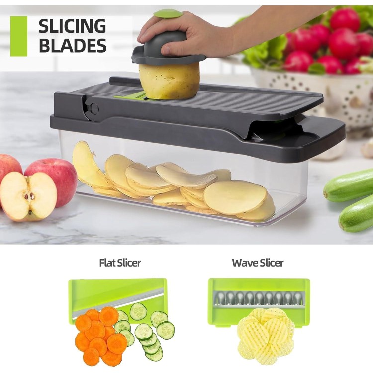 Vegetable Chopper, Cheese Slicer, Food Chopper, Veggie Chopper, Onion Chopper, Vegetable Chopper with Container, Mandoline Slicer & Cheese Grater，Kitchen Tools & Gadgets, Includes a Free Egg Slicer.