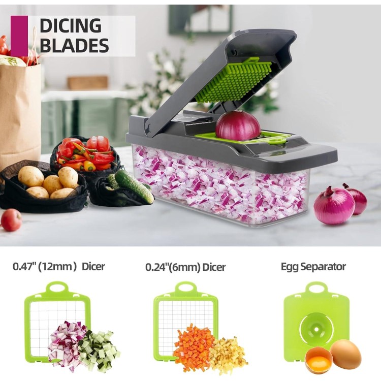 Vegetable Chopper, Cheese Slicer, Food Chopper, Veggie Chopper, Onion Chopper, Vegetable Chopper with Container, Mandoline Slicer & Cheese Grater，Kitchen Tools & Gadgets, Includes a Free Egg Slicer.