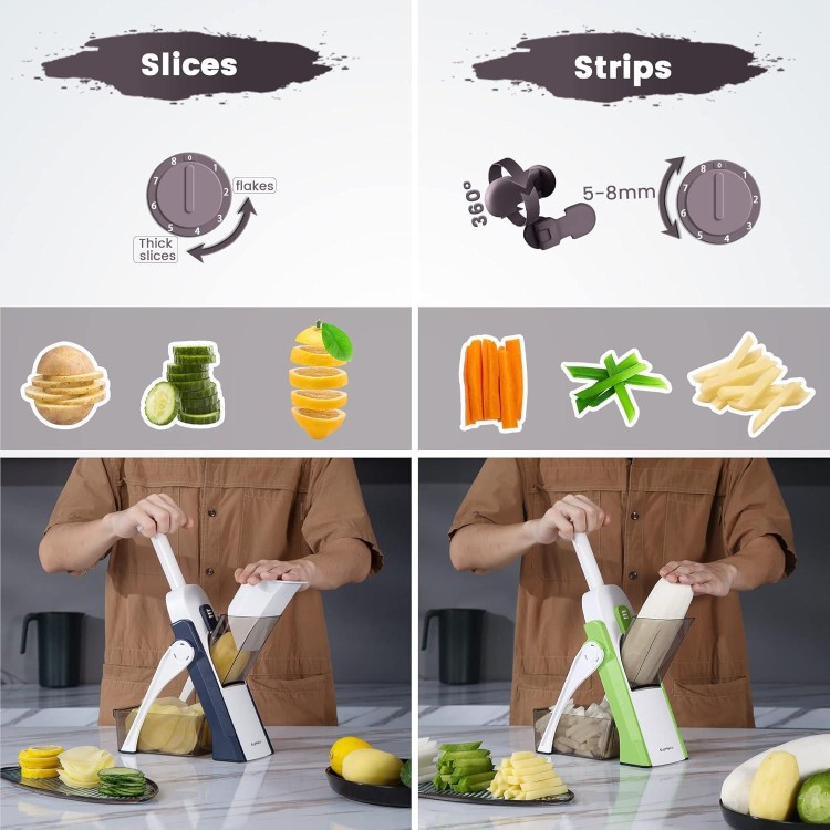 SUPMAKIN Safe Mandoline Slicer, Adjustable Vegetable Food Slicer and Chopper, Potato Fries Fry Cutter, Veggie Salad Chopper, New Kitchen Chopping Artifact Gifts 2024