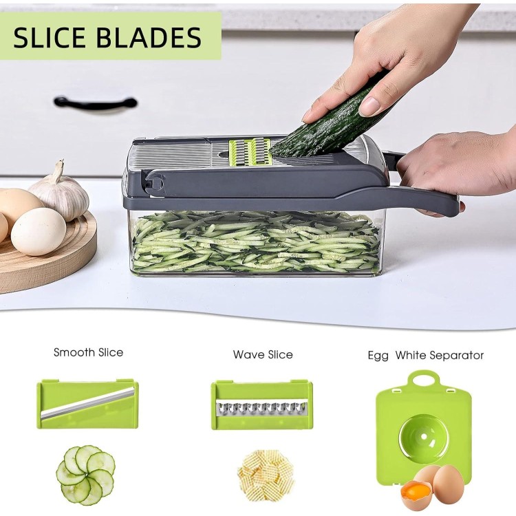 Vegetable Chopper Slicer 16-in-1 with Spice Chopper Set 7 Blades Veggie Dicer Onion Fruit Cutter