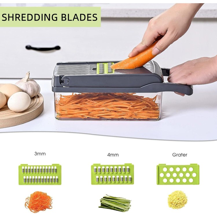 Vegetable Chopper Slicer 16-in-1 with Spice Chopper Set 7 Blades Veggie Dicer Onion Fruit Cutter