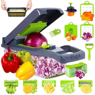 16-in-1 Vegetable Chopper with Container, Multifunctional Vegetable Slicer-Dicer Cutter, Mandoline Slicer for Carrots, Potatoes, Fruit & Veggie Chopper (Kitchen Essentials & Gadgets)