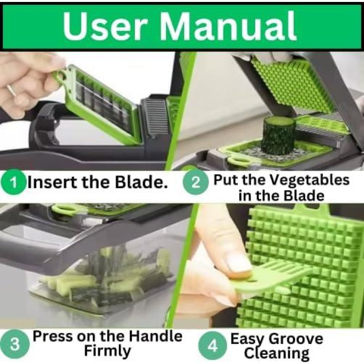 16-in-1 Vegetable Chopper with Container, Multifunctional Vegetable Slicer-Dicer Cutter, Mandoline Slicer for Carrots, Potatoes, Fruit & Veggie Chopper (Kitchen Essentials & Gadgets)