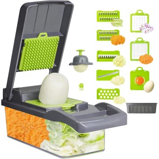 Vegetable Chopper, Onion Chopper, Food Chopper,has（7 in 1,Grey）Multifunctional Kitchen Vegetable Slicer Dicer Cutter.