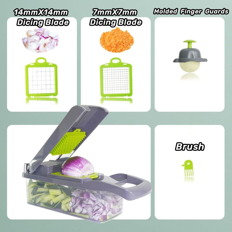 Vegetable Chopper, Onion Chopper, Food Chopper,has（7 in 1,Grey）Multifunctional Kitchen Vegetable Slicer Dicer Cutter.