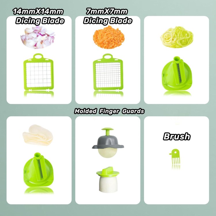 Vegetable Chopper, Onion Chopper, Food Chopper,has（7 in 1,Grey）Multifunctional Kitchen Vegetable Slicer Dicer Cutter.