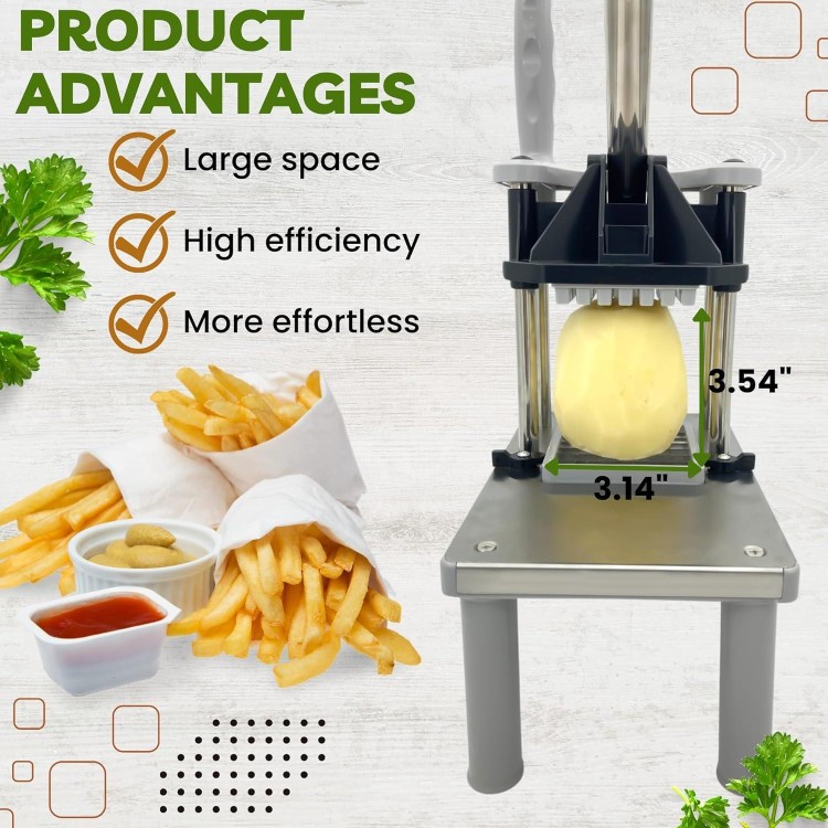 French Fry Cutter for Potatoes w/2 Replacement Blades-Potato Slicer French Fries French Fry Slicer Commercial Grade for Homemade Fries and Vegetables TrenHivSto