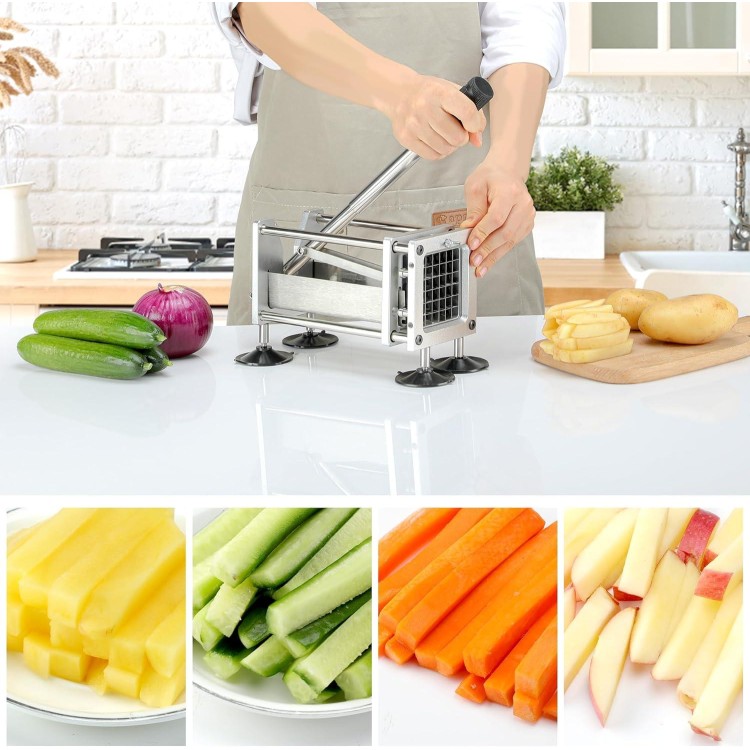 French Fry Cutter LYDZJ Stainless Steel Potato Cutter with 1/2 Inch & 3/8 Inch Blades for Potatoes Carrots Cucumbers