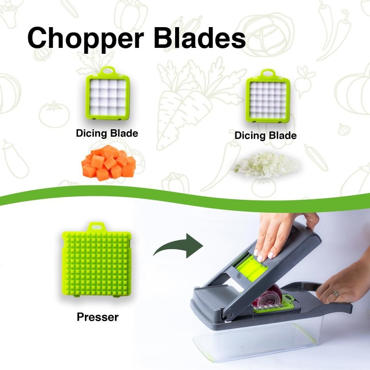 Vegetable Chopper, Pro Onion, Multifunctional 14 in 1 Food Chopper, Kitchen Vegetable Cutter Slicer Dicer,Veggie Chopper With 8 Blades, Potatoes, Carrot and Garlic Chopper With Container