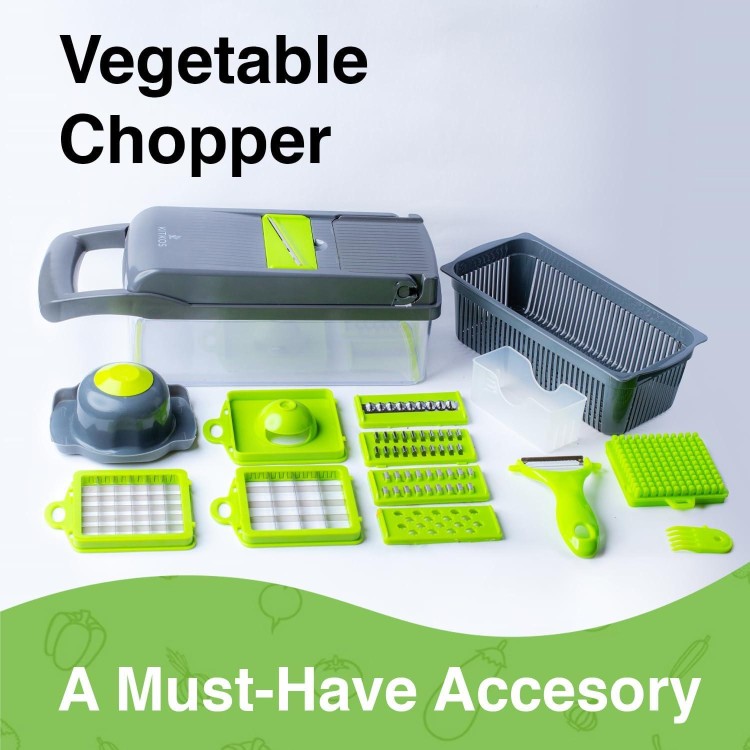 Vegetable Chopper, Pro Onion, Multifunctional 14 in 1 Food Chopper, Kitchen Vegetable Cutter Slicer Dicer,Veggie Chopper With 8 Blades, Potatoes, Carrot and Garlic Chopper With Container