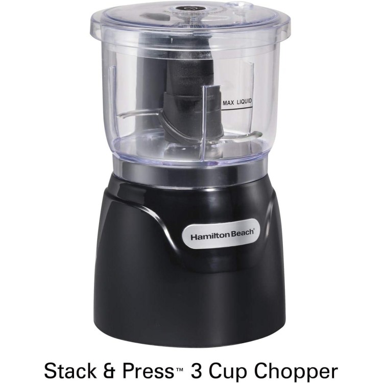 Hamilton Beach Electric Vegetable Chopper & Mini Food Processor, 3-Cup, 350 Watts, for Dicing, Mincing, and Puree, Black (72850)