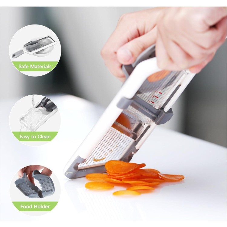 Multi Handheld Mandoline Slicer - Adjustable Stainless Steel Blade, Slicer Vegetable Cutter with Comfort Grip, Safety Features, Easy to Clean, Slicers for Fruits and Vegetables