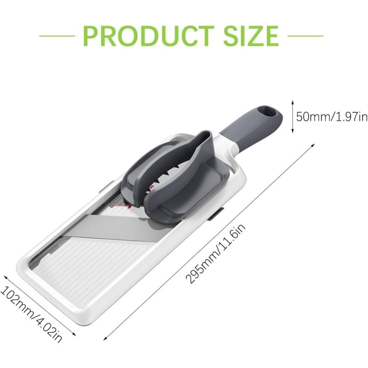 Multi Handheld Mandoline Slicer - Adjustable Stainless Steel Blade, Slicer Vegetable Cutter with Comfort Grip, Safety Features, Easy to Clean, Slicers for Fruits and Vegetables