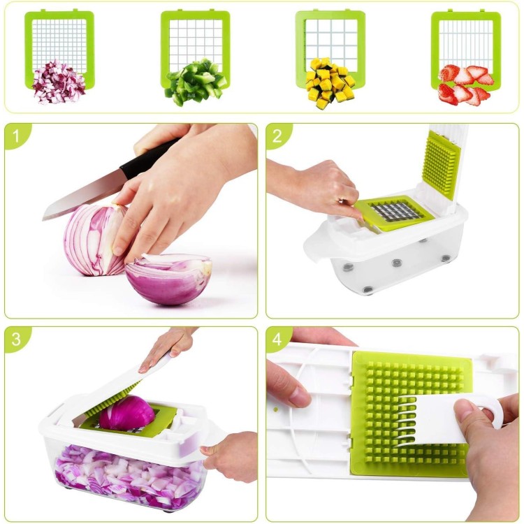 Vegetable Chopper and Slicer Dicer for Kitchen 23 PCS Veggie Slicer and Chopper Vegetable Cutter Cooking Accessories Gadget Stuff Salad Maker Dicing Machine Potato Fruit Chopper with Container