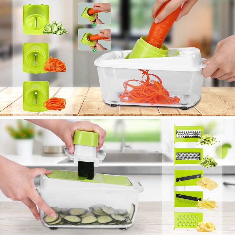 Vegetable Chopper and Slicer Dicer for Kitchen 23 PCS Veggie Slicer and Chopper Vegetable Cutter Cooking Accessories Gadget Stuff Salad Maker Dicing Machine Potato Fruit Chopper with Container