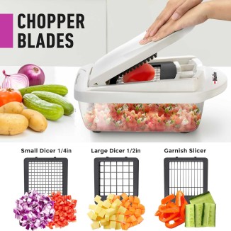 Mueller Pro-Series 10-in-1, 8 Blade Vegetable Chopper, Onion Mincer, Cutter, Dicer, Egg Slicer with Container, French Fry Cutter, Potato Slicer, Home Essentials & Kitchen Gadgets, Salad Chopper