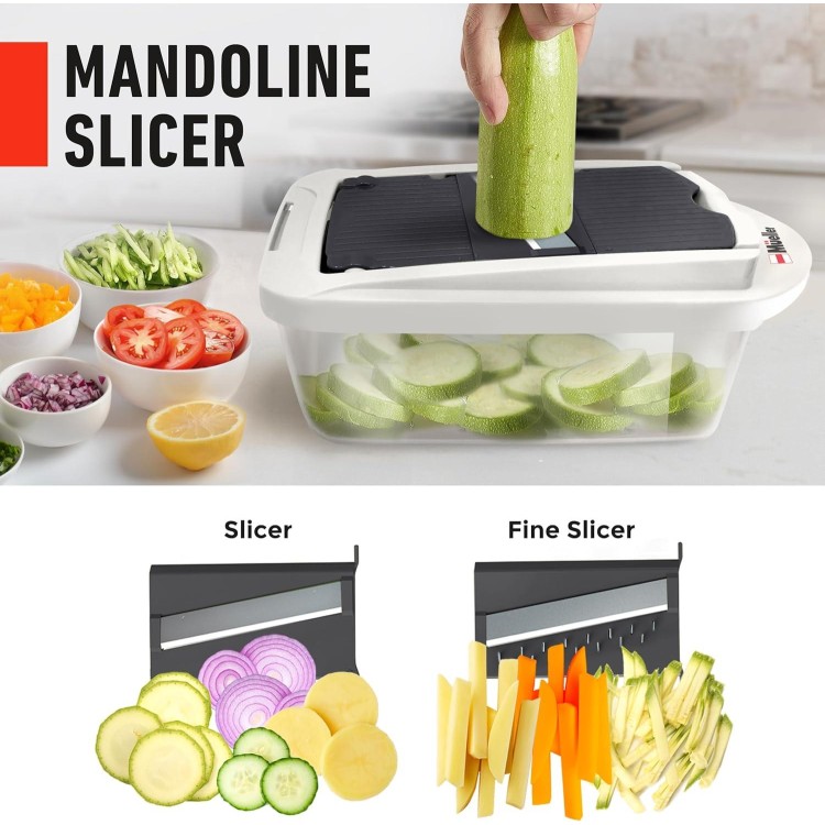 Mueller Pro-Series 10-in-1, 8 Blade Vegetable Chopper, Onion Mincer, Cutter, Dicer, Egg Slicer with Container, French Fry Cutter, Potato Slicer, Home Essentials & Kitchen Gadgets, Salad Chopper